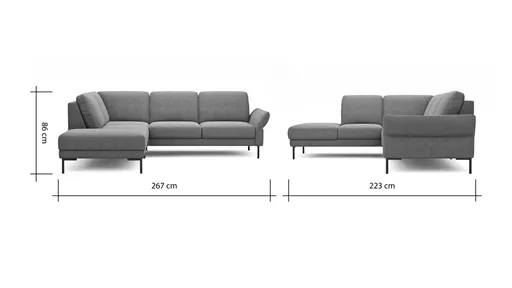 Ecksofa Rockport A - Ecke links mit 2,5-Sitzer rechts, inkl. Armlehne verstellbar, Stoff, Eisblau