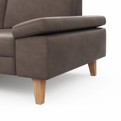 Ecksofa Houston - 1-Sitzer mit Abschlussteil links, Eckelement und 2,5-Sitzer rechts, inkl. Sitztiefenverstellung und Armlehne klappbar, Leder, Dunkelbraun