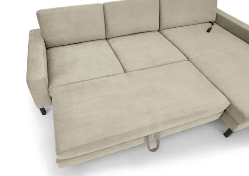  Ecksofa CALM MOVE 2.0 - 2,5-Sitzer mit Longchair rechts, Schlaffunktion, Feincord, Sand