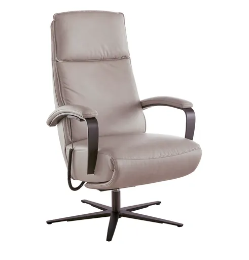 Relaxsessel Avela Relax - Größe L, Kopf-/ Fußteil und Rückenlehne verstellbar, Leder, Steingrau