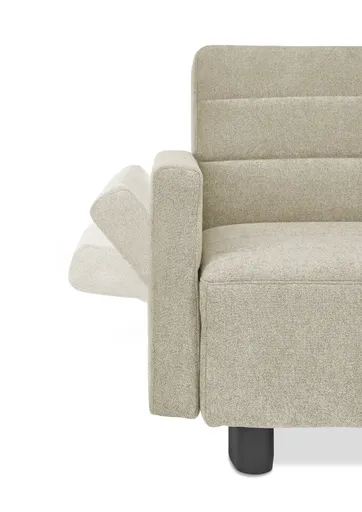 Faltsofa Easy - 2-Sitzer, ca. 140 cm inkl. Schlaffunktion/Topper/Armteil verstellbar, Stoff, Beige