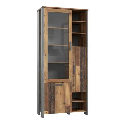 Highboardvitrine FEA - Old-Wood Vintage Dekor, Betonoptik