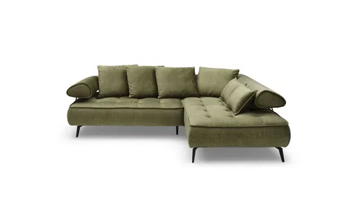 Ecksofa - 2-Sitzer, Ecke rechts inkl. Schlaffunktion, Relaxfunktion, Stoff, Olive