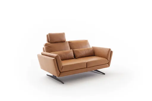 Sofa Tova - 2-Sitzer inkl. Rücken und Armlehnenverstellung, Leder, Cognac