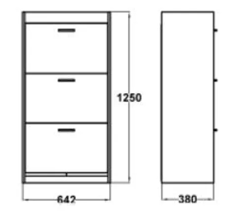 Schuhkipper - B ca. 64 cm, Artisan Eiche Nachbildung, Weiß