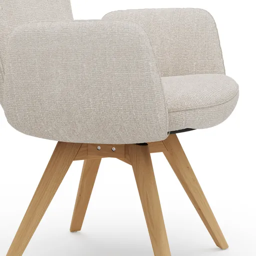 Armlehnstuhl Kamari - Stoff, Beige