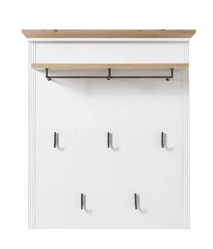 Garderobenpaneel - B ca. 93 cm, Weiß, Artisan Eiche Nachbildung