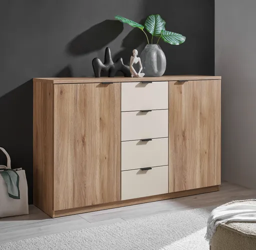 Kommode - Dekor Holz, Absetzungen Beige