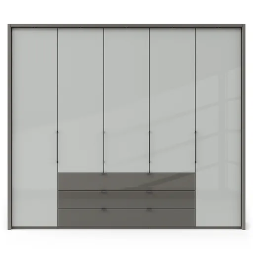 Drehtürenschrank Marbella - B. ca. 257cm, Korpus, Front Glas, Weiß