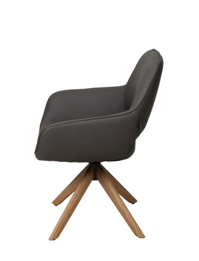 Armlehnstuhl MARIELLE - drehbar, Leder, Dunkelbraun