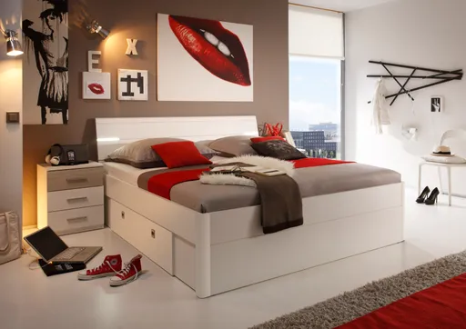 Bettanlage- Liegefläche ca. 180x200 cm, Weiß, Eiche Dekor