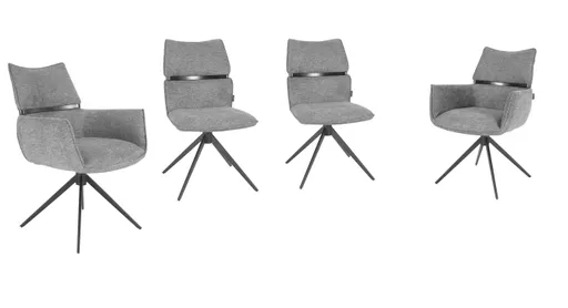 Stuhl MARJA - drehbar, Stoff, Grau