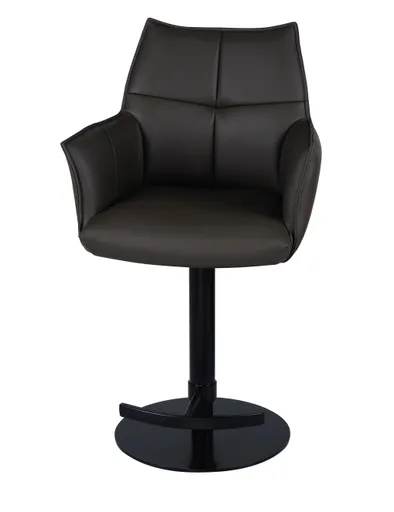 Barhocker MELE - drehbar, höhenverstellbar, Leder, Dunkelbraun