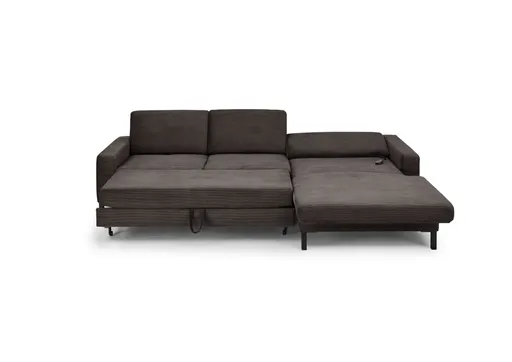 Ecksofa CALM MOVE 2.0 - 2,5-Sitzer mit Longchair rechts, Schlaffunktion, Feincord, Mocca
