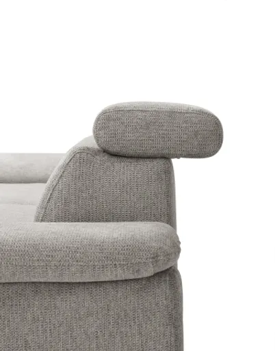 Ecksofa EZRA - 2-Sitzer, Ecke rechts inkl. Kopfteilverstellungen, Stoff, Hellgrau