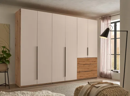 Drehtürenschrank- B ca. 300 cm, Eiche Dekor, Kaschmir