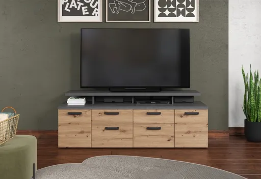 TV-Lowboard - B ca. 180 cm, Matera Nachbildung, Artisan Eiche Nachbildung