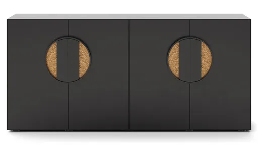 Sideboard Jyn - BHT ca. 197x91x46 cm, Lack, Schwarz, Bodenstehend
