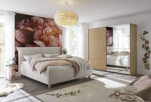  Boxspringbett HADAI- Liegefläche ca. 180x200 cm, Stoff, Beige, Bonell/Bonell