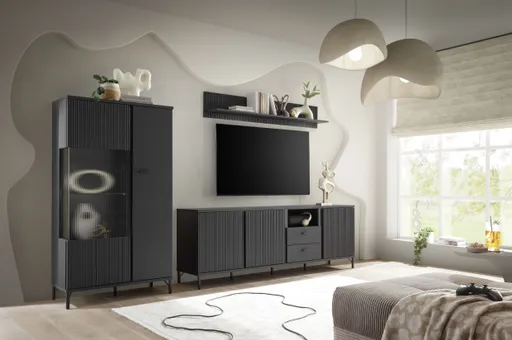 TV-Board - B ca. 200 cm, Schwarz