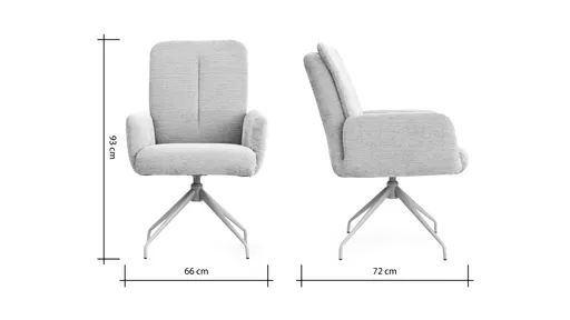 Armlehnstuhl Evania - Dreh und Relax-Funktion, hoher Rücken, Stoff, Ecru
