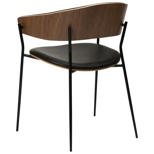 Stuhl - Furnierholz, Kunstleder, Nussbaum, Schwarz
