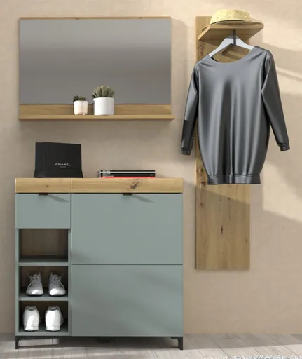 Garderobe - Schilfgrün, Artisan Eiche Nachbildung
