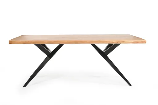 Esstisch - LB ca. 240x100 cm, Eiche massiv geölt, Baumkante, Schwarz