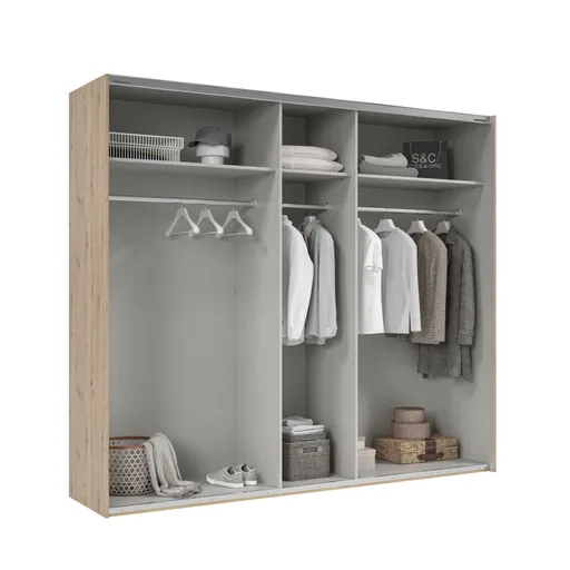 Schwebetürenschrank- B ca. 250 cm, Eiche Dekor 
