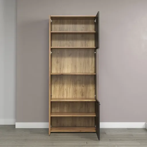 Vitrine - B ca. 80 cm, Anthrazit, Eiche Coast Evoke Nachbildung