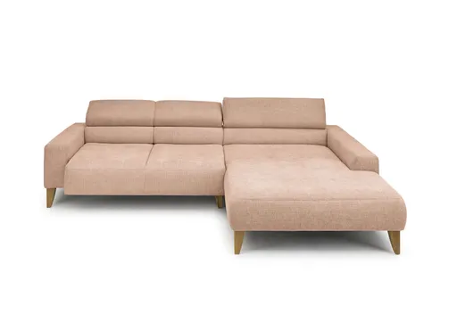 Ecksofa CHENOA - 2-Sitzer mit Longchair rechts, Sitzvorzug motorisch, Stoff, Pfirsich