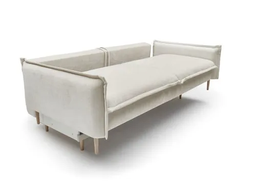 Sofa - 3-Sitzer inkl. Schlaffunktion und Bettkasten, Stoff, Creme