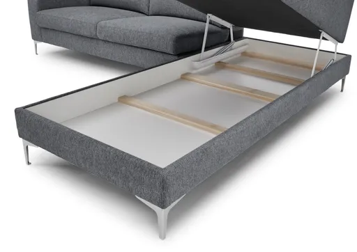 Ecksofa CALM 2.0 - Ecke links mit 2,5-Sitzer, Schlaffunktion mit Bettkasten, Stoff, Anthrazit