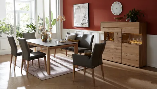 Armlehnstuhl Tuma - Leder, Graubraun