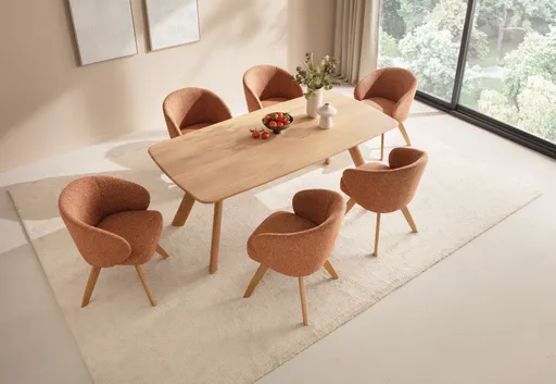 Esstisch Nayara - LB ca. 200x100 cm, Eiche massiv, satin gebeizt matt lackiert