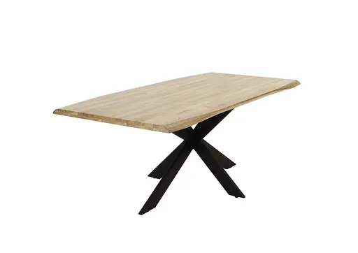Esstisch - LB ca. 180x100 cm, Eiche massiv geölt, Wellenkante, Schwarz