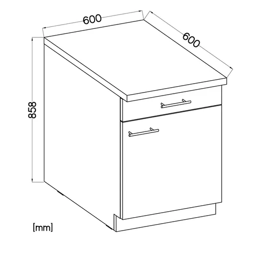 Unterschrank- B ca. 60 cm, Eiche Dekor, Kaschmir, Matt