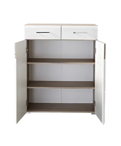 Schuhschrank - B ca. 84 cm, Silbereiche Nachbildung, Weiß