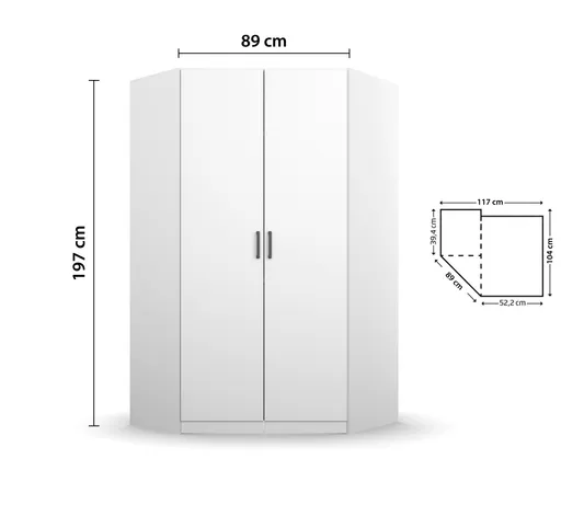 Eckschrank RHONDA- B ca. 117 cm, Weiß