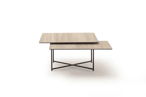 Couchtisch Cena - LB ca. 132x108 cm, Platten drehbar, Keramik, Travertin 