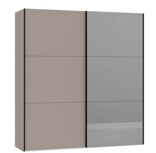 Schwebetürenschrank JOIN IT- B ca. 202 cm,  Nougat, Spiegel, Dunkel
