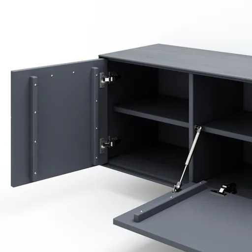 Lowboard Estana - Eiche massiv, Anthrazit 