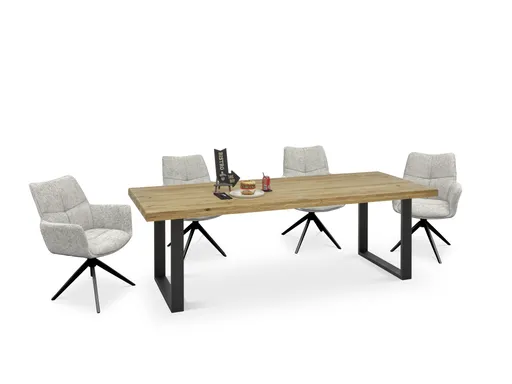 Esstisch - LB ca. 240x100 cm, Eiche massiv geölt, Schwarz