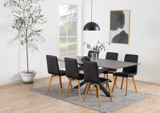 Esstisch ABBIGAIL - LB ca. 200x100 cm, Schwarz