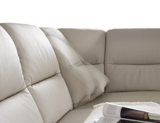 Wohnlandschaft EM St. Gallen - Hocker links, Relax-Eckteil, 3-Sitzer rechts, Leder, Natur