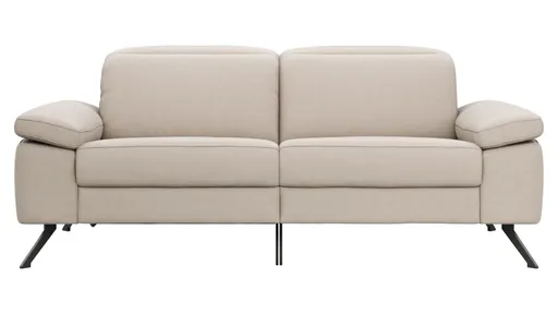Sofa Rafaela 2.0 - 2,5-Sitzer inkl. 1x Relaxfunktion und Kopfteile verstellbar, Leder, Champagner