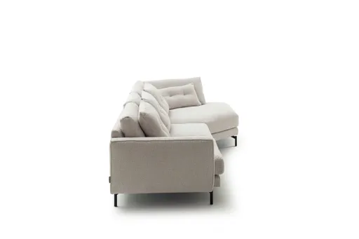 Trapezsofa Anesa - 2-Sitzer, Ecke rechts, Cord-Boucle, Creme