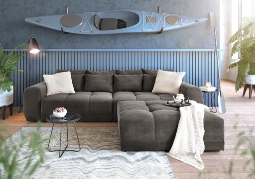 Hocker JANNI - Stoff, Grau