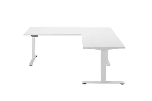 Eckschreibtisch - höhenverstellbar, LB ca. 185x77 cm, Weiß