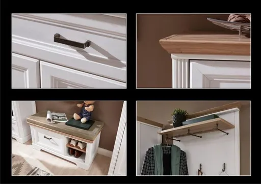 Garderobenschrank - B ca. 65 cm, Weiß, Artisan Eiche Nachbildung